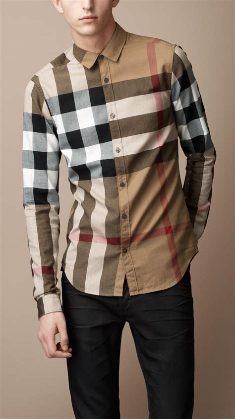 burberry button-up men's|Burberry check shirt men's.